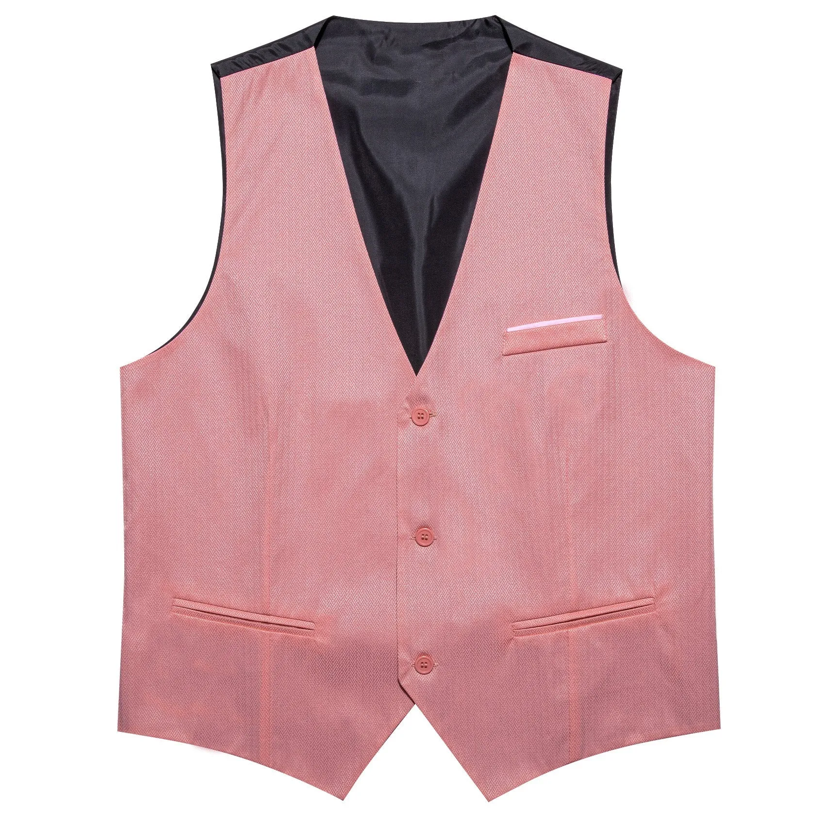 Rose Pink Solid Men's V-Neck Business Vest