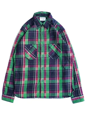 Samurai Jeans Rope Indigo Heavy Green Flannel Shirt