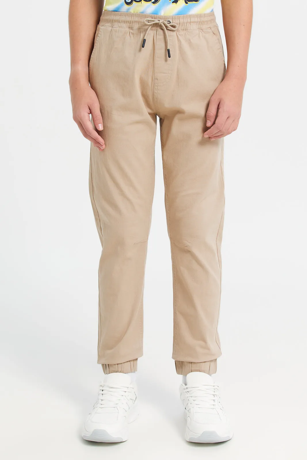 Senior Boys Beige Pull On Joggers