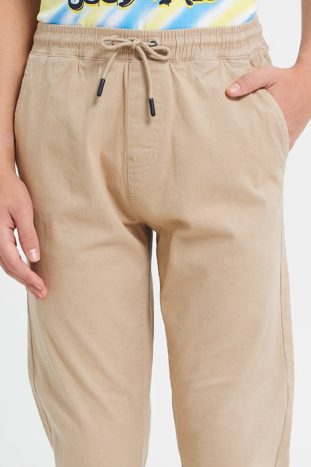 Senior Boys Beige Pull On Joggers