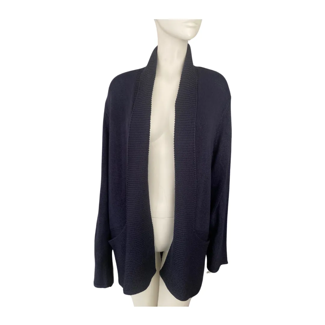 Shawl Collar Knitted Cardigan Navy SIZE S