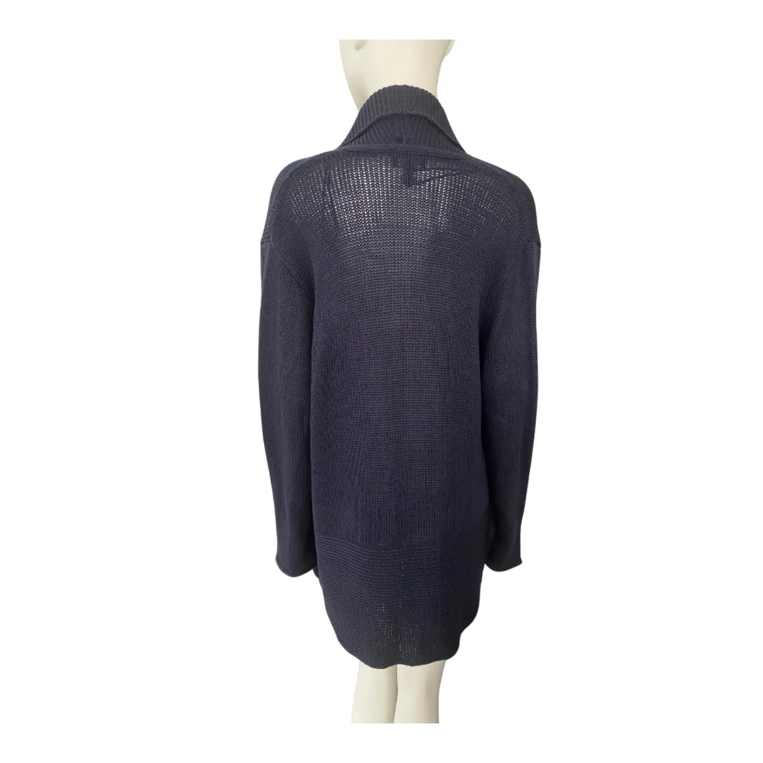 Shawl Collar Knitted Cardigan Navy SIZE S