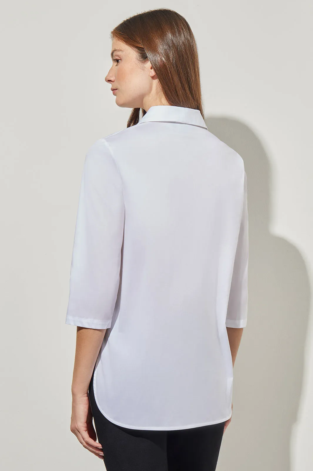 Shawl Collar Shirt - Studded Stretch Cotton