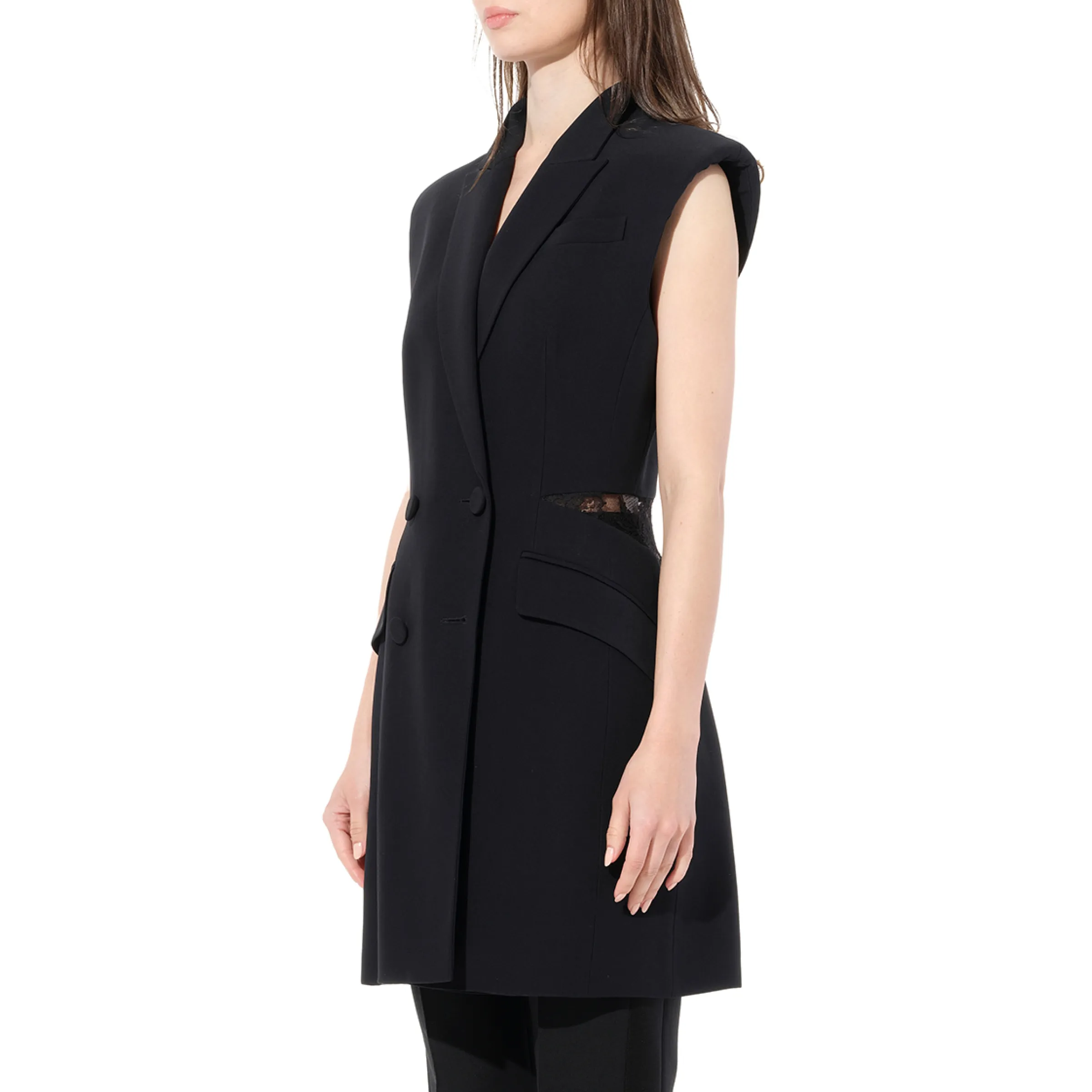 Sleeveless Bomber Jacket Dress in Black