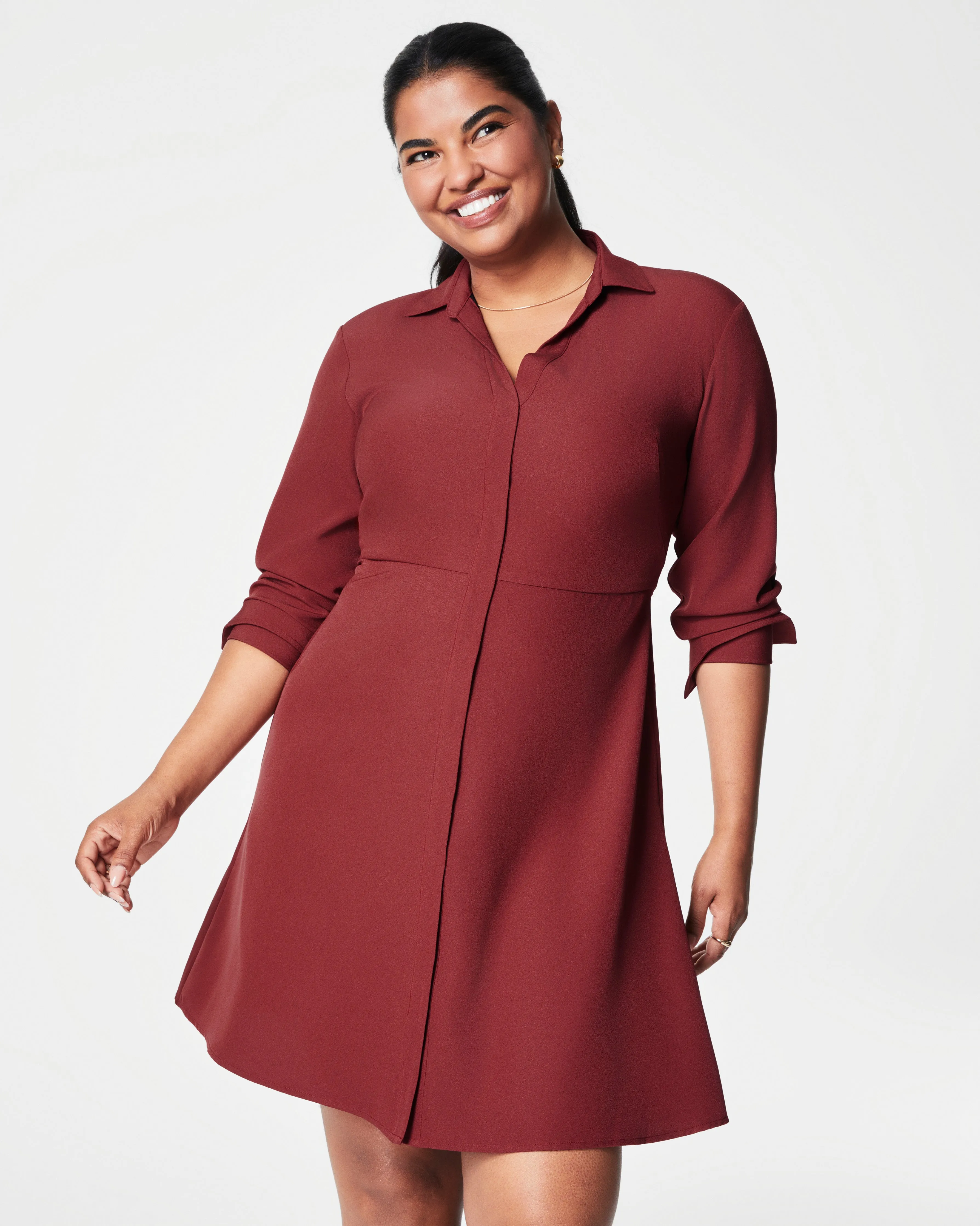 SPANX® Carefree Crepe Collared Shirt Dress