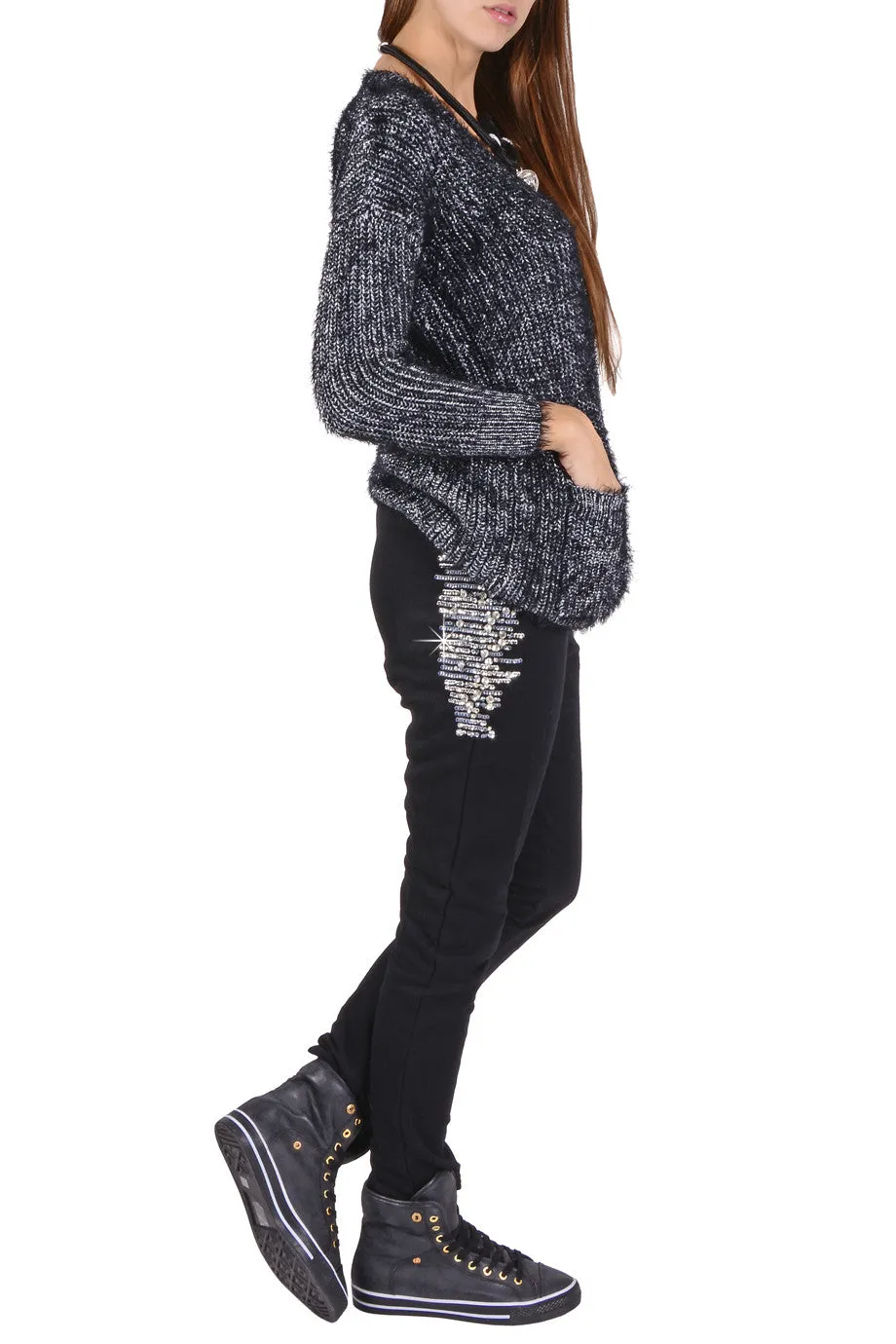 STARLE Black Embellished Joggers