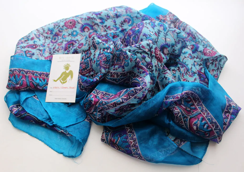 Summer Silk Square Scarves Printed with Colorful Pattern