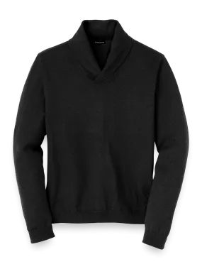 Supima Cotton Shawl Collar Sweater - Black