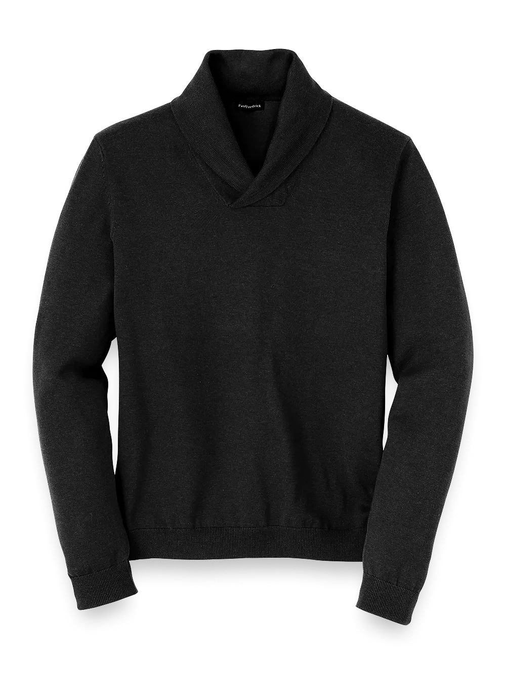 Supima Cotton Shawl Collar Sweater - Black