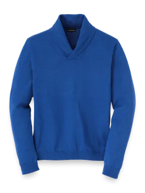 Supima Cotton Shawl Collar Sweater - Blue