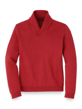 Supima Cotton Shawl Collar Sweater - Red