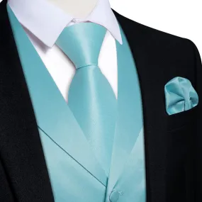 Ties2you Dress Vest Powder Blue Solid Notched Collar Silk Wedding Vest for Men