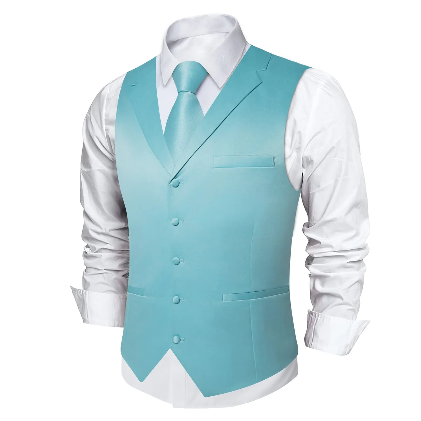 Ties2you Dress Vest Powder Blue Solid Notched Collar Silk Wedding Vest for Men