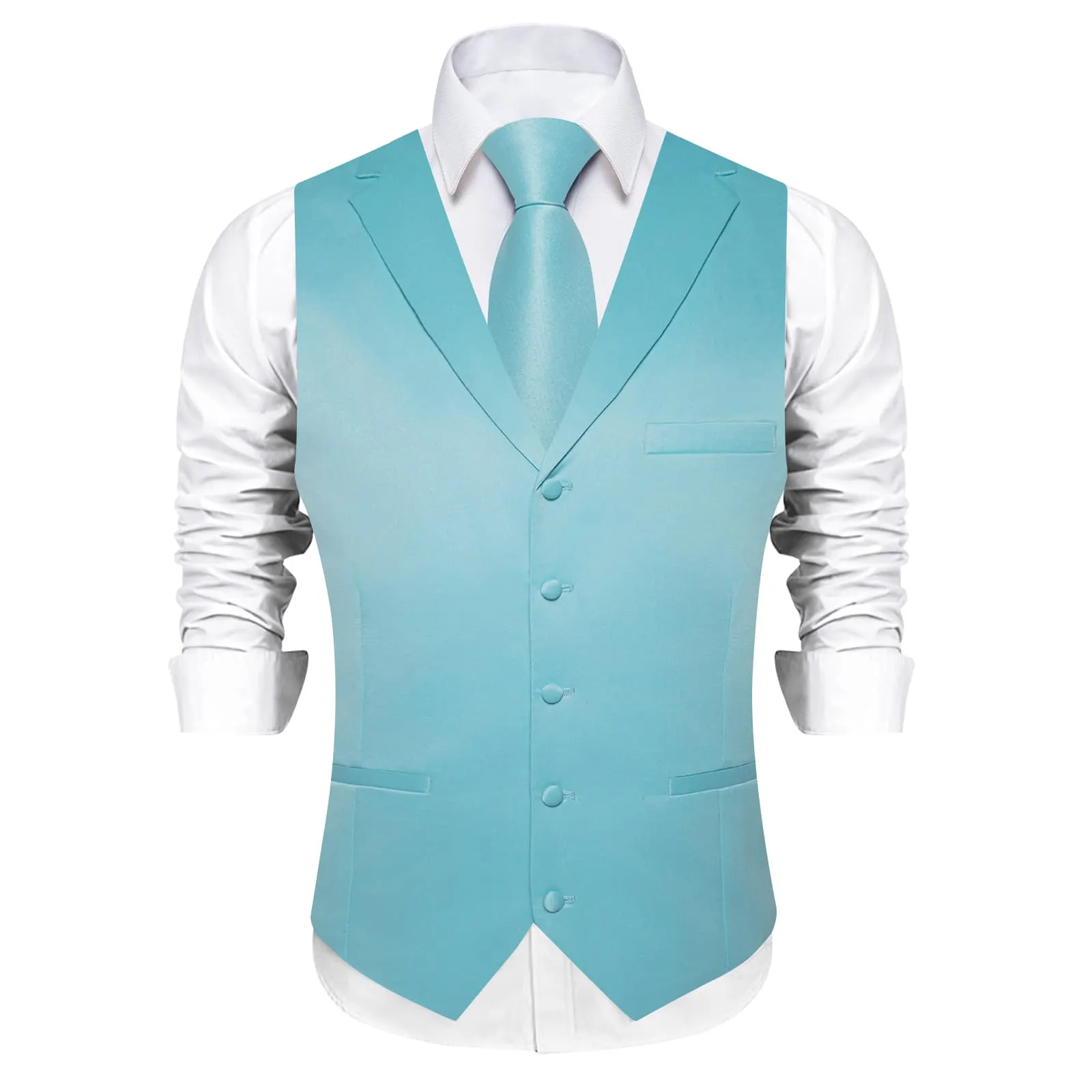 Ties2you Dress Vest Powder Blue Solid Notched Collar Silk Wedding Vest for Men