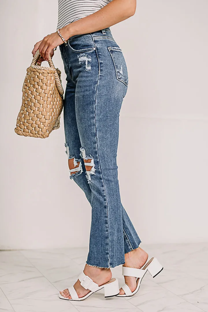 Time Won't Stop Distressed Ankle Jeans