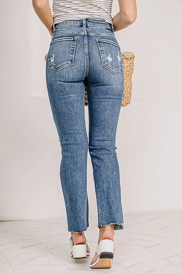 Time Won't Stop Distressed Ankle Jeans