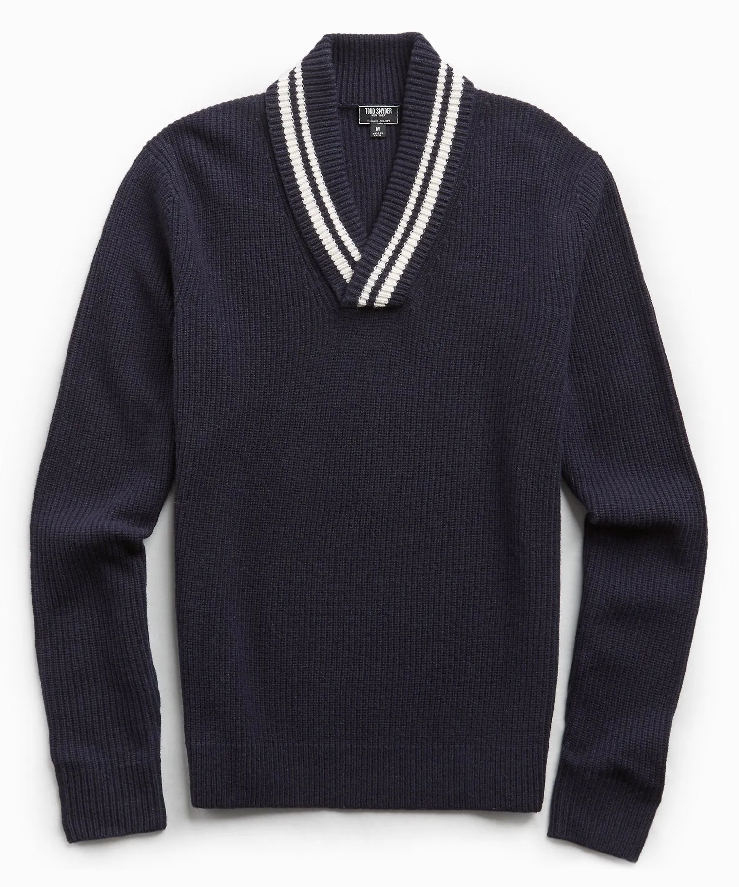 Tipped Shawl Collar Sweater in Navy