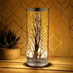 Tree Silhouette Design Aroma Lamp - Amber & Silver