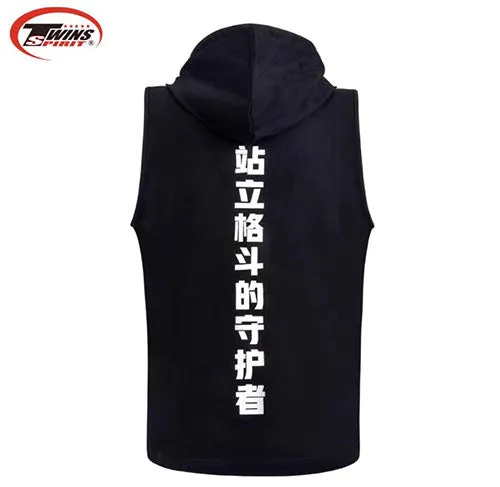 Twins Spirit WX6 Muay Thai Boxing Vest Hooded Tank Top S-XXL Black