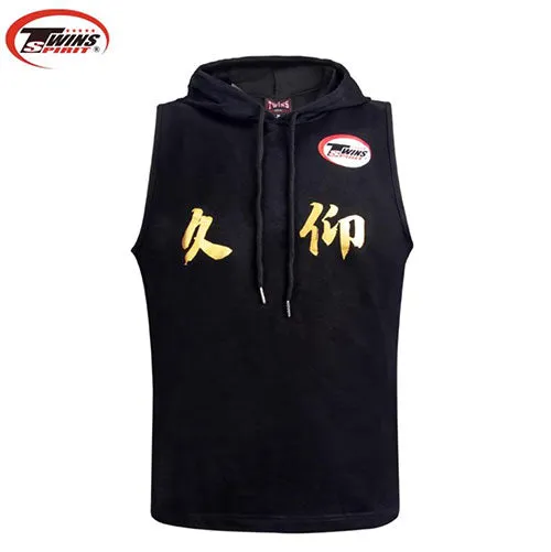 Twins Spirit WX6 Muay Thai Boxing Vest Hooded Tank Top S-XXL Black