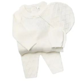 Unisex Baby Clothing Set - Knitted In White