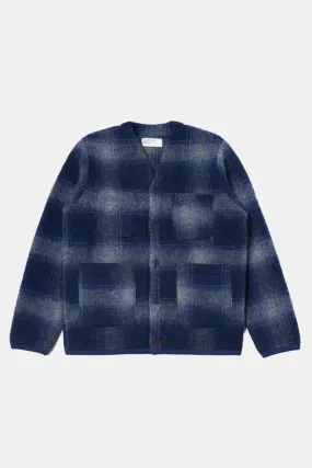 Universal Works Cardigan (Navy/Grey Fresco Fleece)