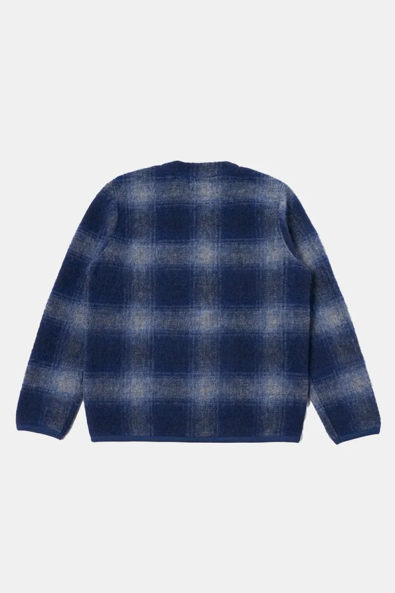 Universal Works Cardigan (Navy/Grey Fresco Fleece)