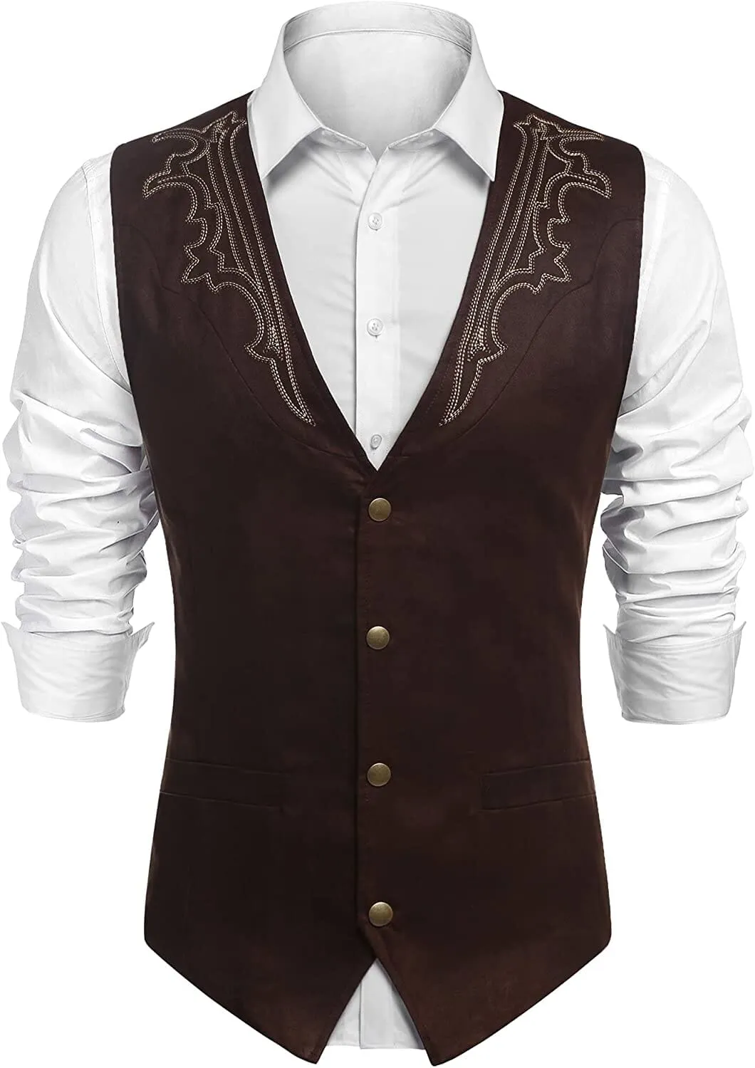 Western Suede Leather Vest Suit (US Only)