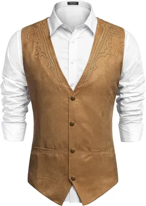 Western Suede Leather Vest Suit (US Only)