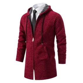 Winter Men's Sweater coat Knitted Hooded Cardigan Men Fleece Casaul Long Sweatercoat M B-394411