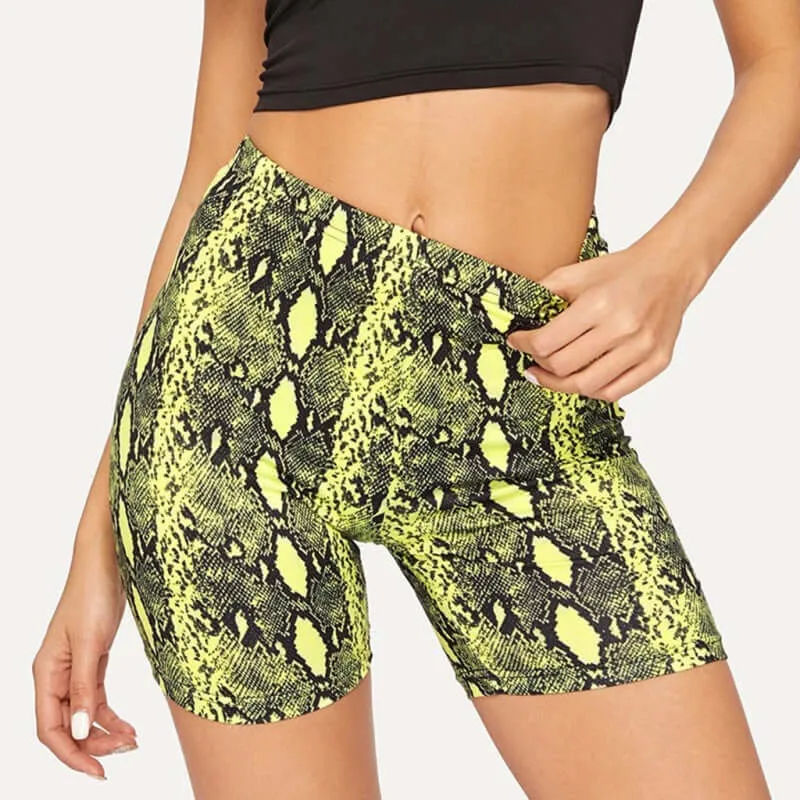 women's clothing snake print high waist buttocks sports yoga pants fitness shorts women