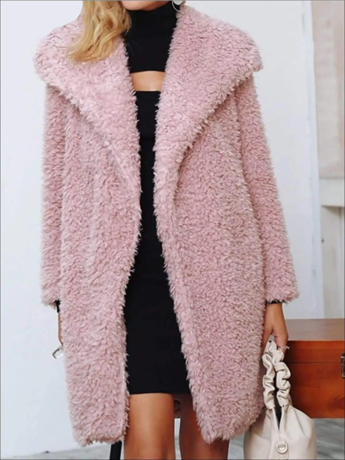 Women's Fashion Turn-Down Collar Faux Fur Coat