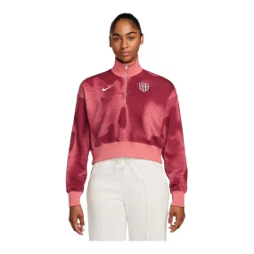 Women's Nike USA Cropped Phoenix Fleece Red 1/2 Zip