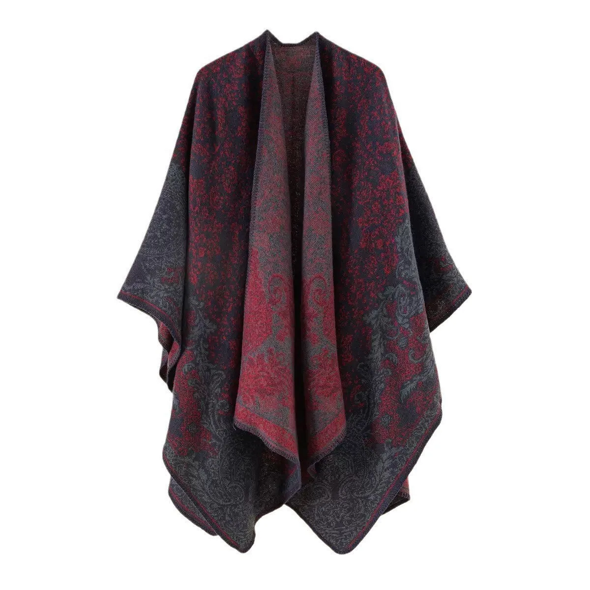 Women's Split Cloak Shawl Classical Style Double-sided Tassel Travel Warm Cloak New