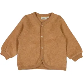 Wool Fleece Cardigan - clay melange