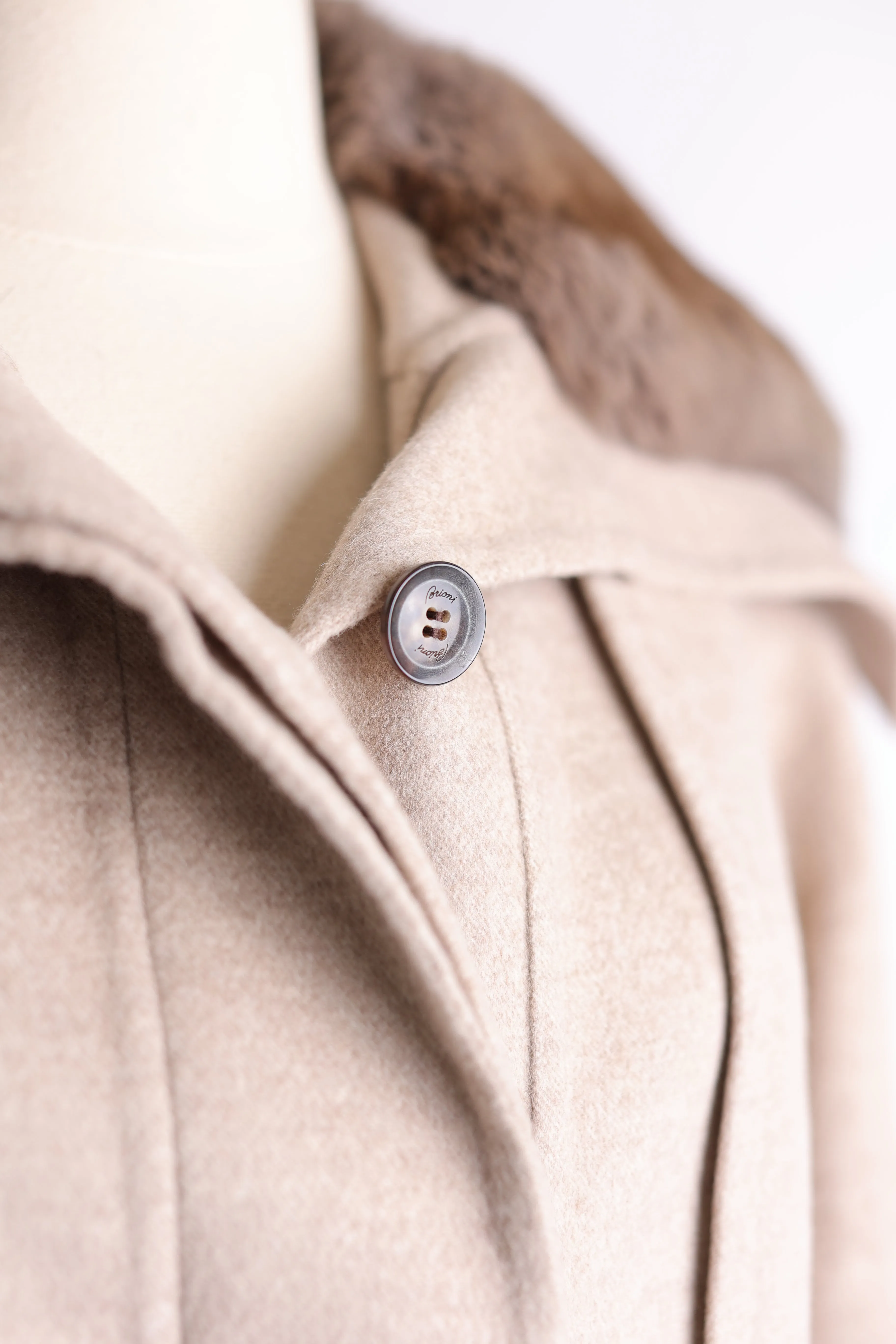 Wool Trench Coat W/ Chinchilla Trim