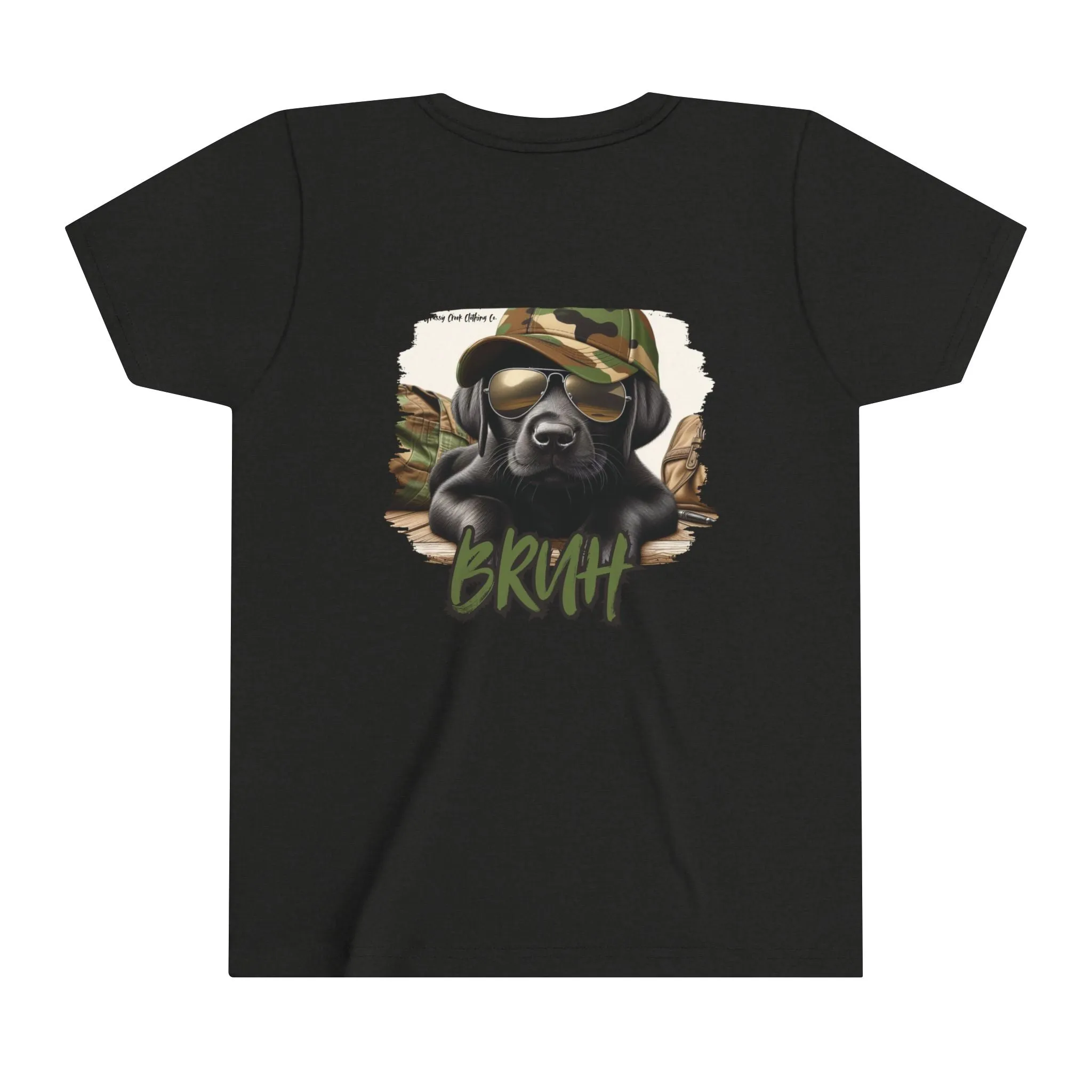 Youth "Bruh" Cool Black Lab Hunting Puppy Themed Graphic Tee