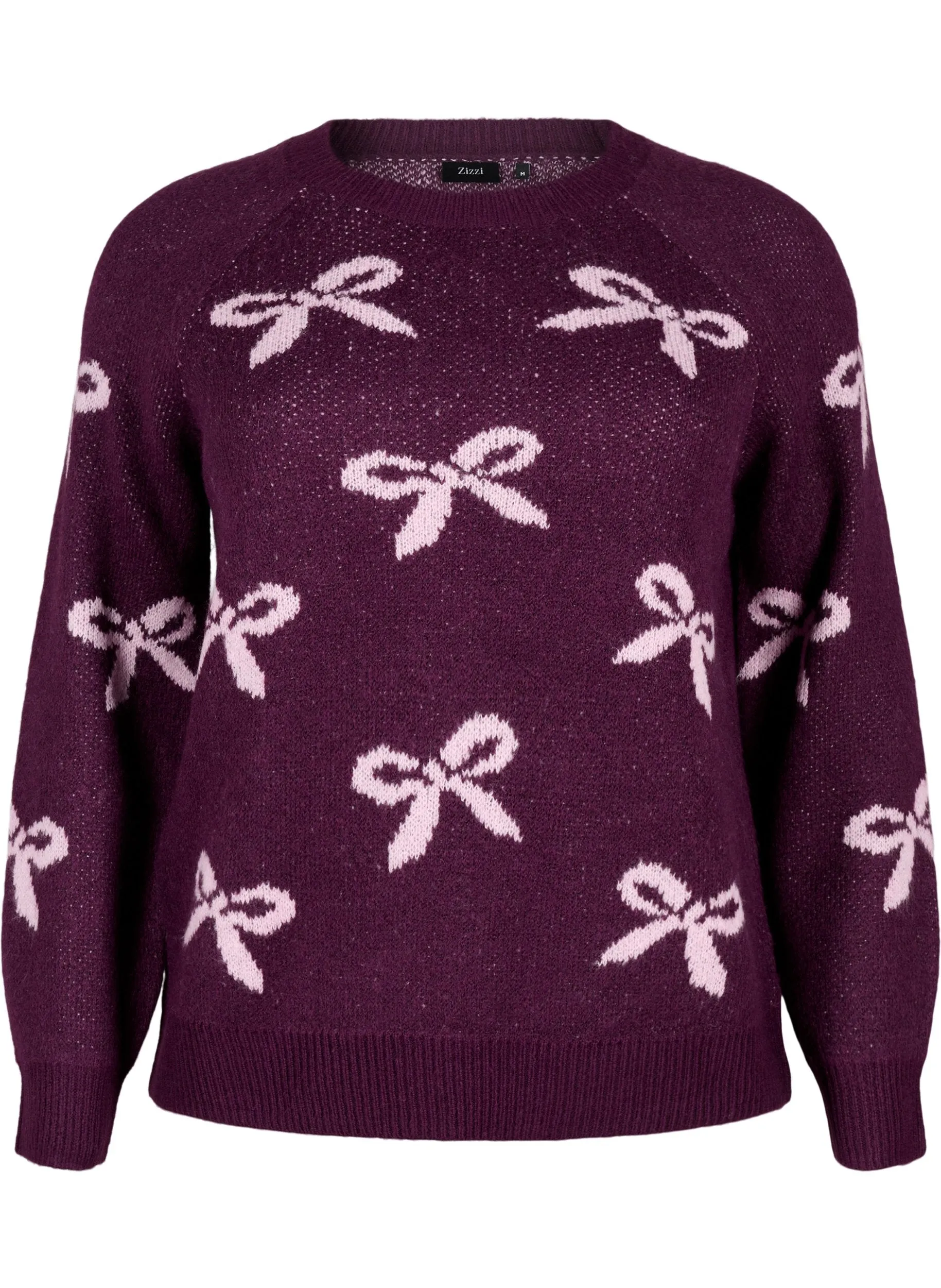 Zizzi Bowy Knit Jumper in Purple