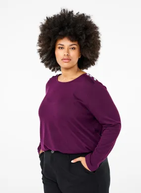 Zizzi Lucca Button Shoulder Jumper in Purple