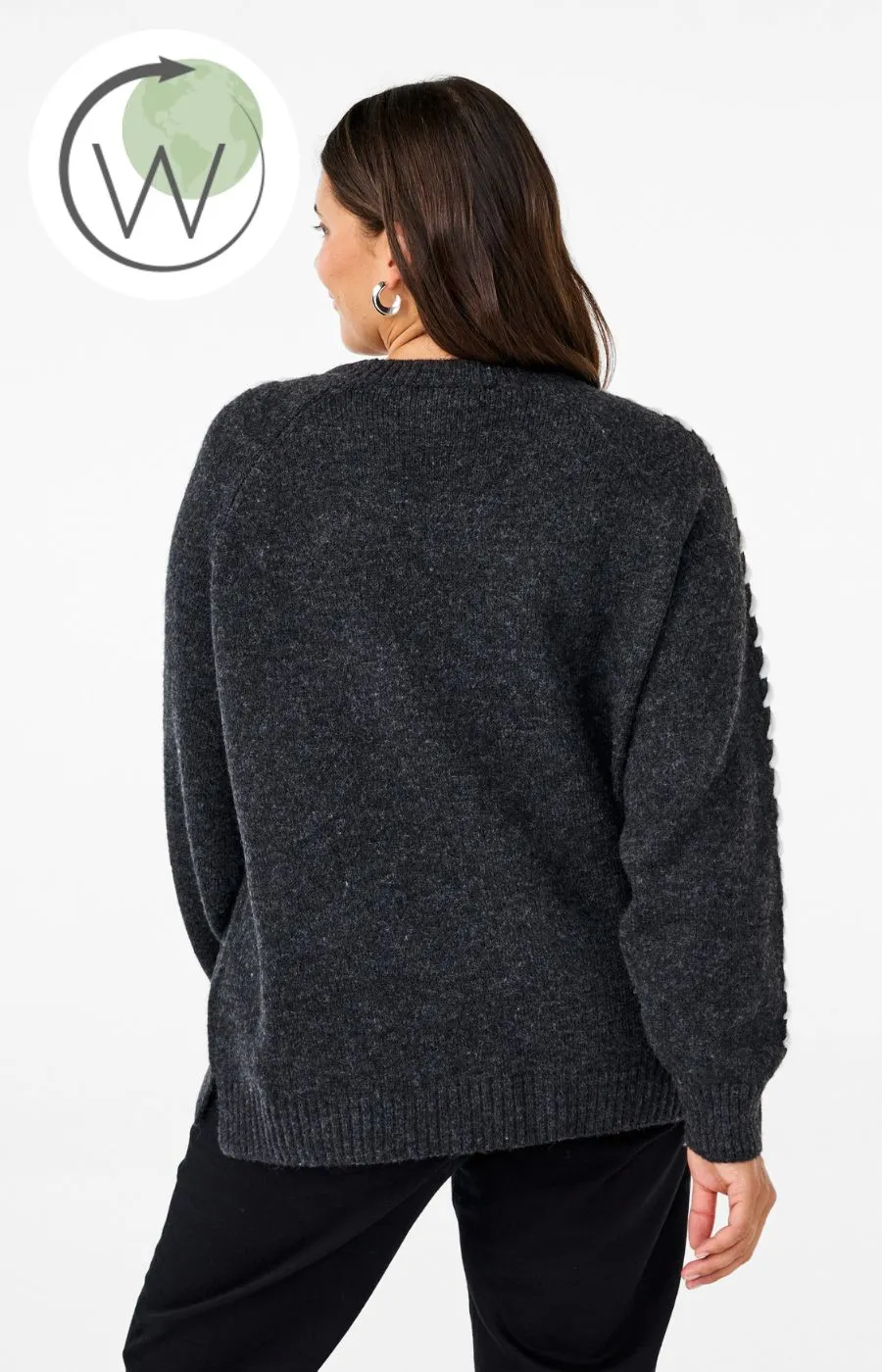 Zizzi Stitch Jumper in Grey